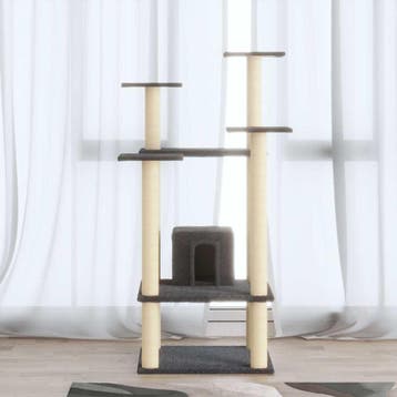 vidaXL Kattenkrabpaal met sisal krabpalen 110 cm donkergrijs, Verzenden, Nieuw