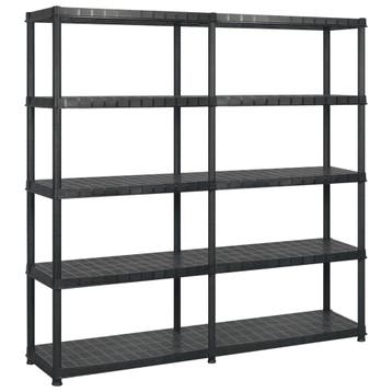 vidaXL Opbergrek 5-laags 183x45,7x185 cm kunststof zwart, Verzenden, Nieuw