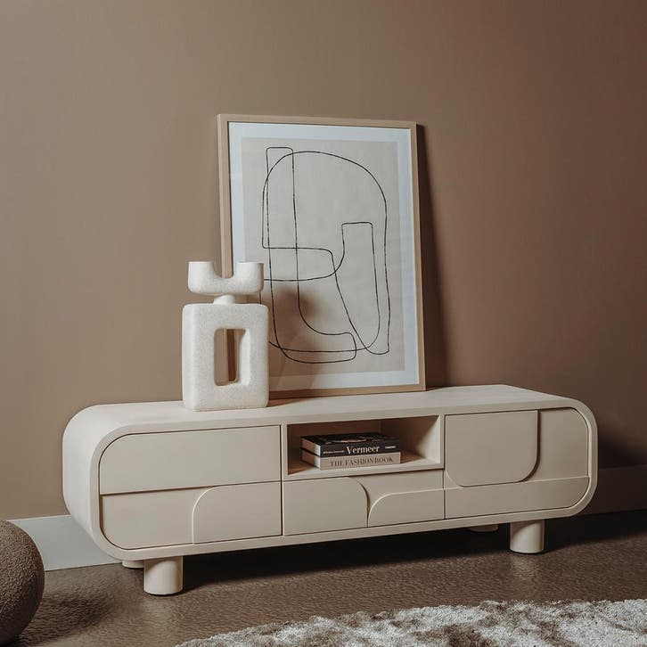 *WOONWINKEL* Tower Living Alviano Beige Tv-meubel Organisch, Huis en Inrichting, Kasten | Televisiemeubels, Nieuw, Verzenden