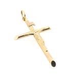 Gouden hanger van een kruis met corpus; INRI, Ophalen of Verzenden, Gebruikt, Goud, Overige merken