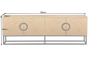 TV-onderkast GRANDEZZA 180 cm, eikenhoutlook met zwart, Ophalen of Verzenden, Nieuw