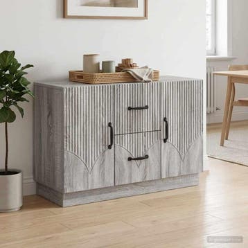 vidaXL Dressoir met lade Grijs sonoma 89 x 34,5 x 57 cm, Verzenden, Nieuw, Overige houtsoorten, Minder dan 50 cm