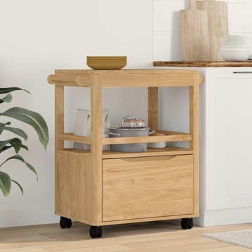 vidaXL Keuken Trolley FLORO Wasbruin 72,5 x 45 x 80 cm, Huis en Inrichting, Keuken | Keukenbenodigdheden, Verzenden, Nieuw