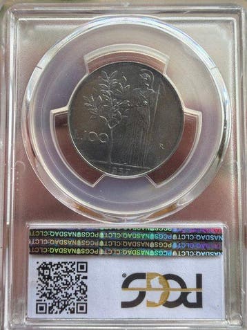 Italië, Republiek 100 Lire 1957 Minerva (Zonder