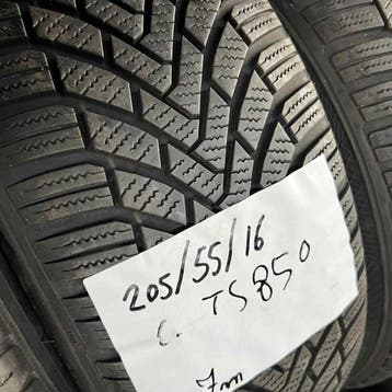 2 x Continental Winter TS850 205-55-16 Winterbanden 7mm, Auto-onderdelen, Banden en Velgen, Gebruikt, 16 inch, Band(en), Personenwagen
