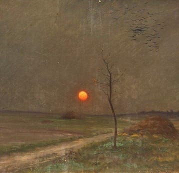 Léonce Vaysse (1844-1917) - « Decembre » - Paysage Nocturne, Antiek en Kunst