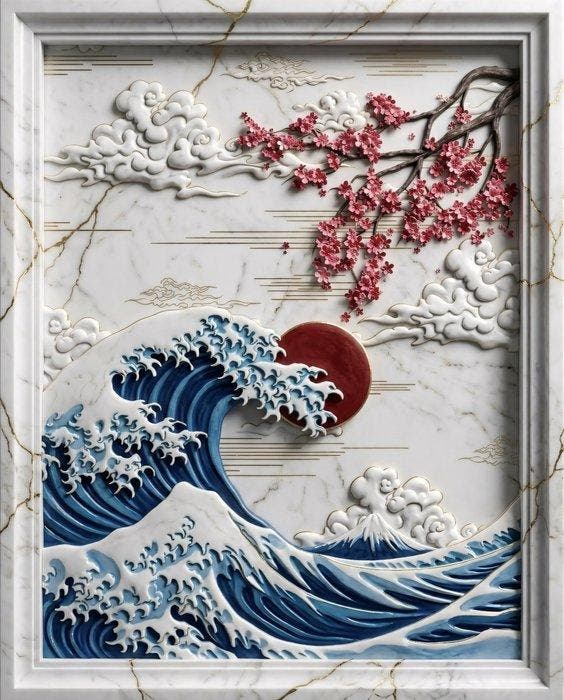 Makayhos - [Canvas] Sakura Wave – Eternal Harmony, Antiek en Kunst, Kunst | Designobjecten