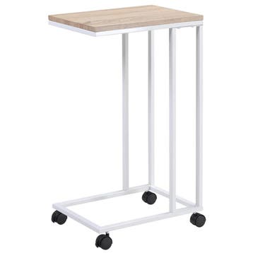 Bijzettafel met wieltjes - 40x30x65 cm – wit frame hout, Verzenden