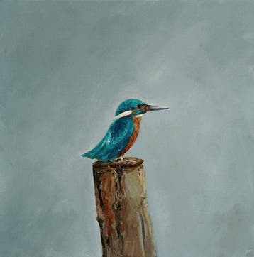 Matthieu van Riel - IJsvogel op een paal
