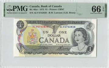 1973 Canada 1 Dollar Pick 85 Pmg Gem Unc 66 Epq, Verzenden