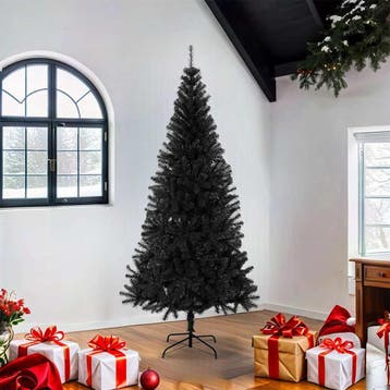 vidaXL Kunstkerstboom met standaard 180 cm PVC zwart, Verzenden, Nieuw
