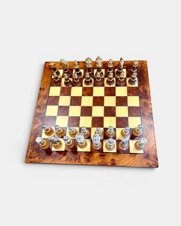 Schaakspel - Italfama - Hout, verguld metaal en zilver, Antiek en Kunst