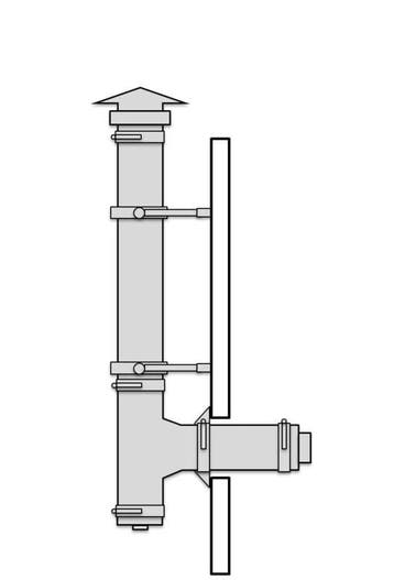 Complete dakdoorvoer langs de gevel Ø100/150 mm - rvs, Ophalen of Verzenden, Nieuw