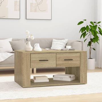 vidaXL Salontafel 80x50x40 cm bewerkt hout sonoma, 50 tot 100 cm, Verzenden, Nieuw, 50 tot 100 cm