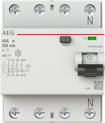 Aardlekschakelaar 4P. 40A 300 mA, A type, Doe-het-zelf en Verbouw, Elektra en Kabels, Ophalen of Verzenden, Nieuw