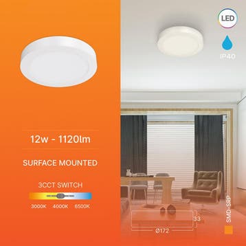LED Downlight Opbouwspot - Brinton Thin - 12W 1120lm 120°, Kunststof, Nieuw, Overige fittingen, Ophalen of Verzenden