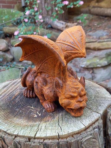 sculptuur, CRAWLING GARGOLYE, DEMON - 16 cm - IJzer, Antiek en Kunst