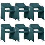 Set van 6 Leren eetkamerstoelen Icon - Toledo Turquoise, Huis en Inrichting, Stoelen, Ophalen of Verzenden, Nieuw, Leer