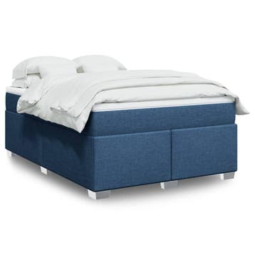 vidaXL Boxspring met matras stof blauw 140x200 cm, 140 cm, 200 cm, Stof, Verzenden