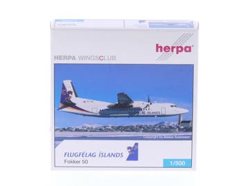 Schaal 1:500 Herpa 509398 Flugfélag Islands Fokker 50 Reg.., Hobby en Vrije tijd, Modelbouw | Vliegtuigen en Helikopters, Ophalen of Verzenden