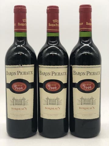 3 x 75cl Baron Pichaux Bordeaux 2000 (rood), Ophalen of Verzenden, Nieuw, Frankrijk, Rode wijn