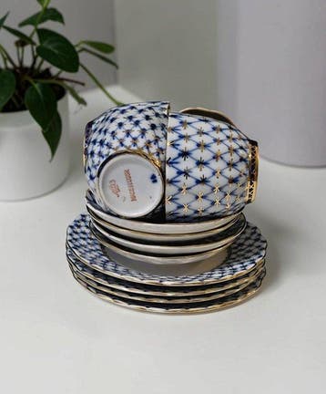 Lomonosov Imperial Porcelain Factory - Koffieservies voor 4