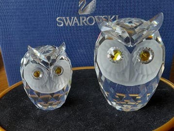 Swarovski - Beeldje - Uil groot en klein - Kristal