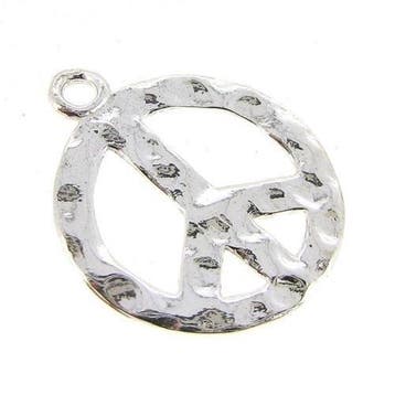 4 x Tibetaans zilveren bedel Vrede 23 x 2mm gat: 2mm geha..., Ophalen of Verzenden, Nieuw, Bedel