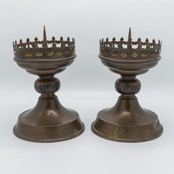 2 kandelaren, kerkkandelaartjes - Messing - 1850-1900