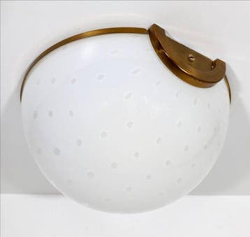 Wandlamp - ambachtelijk glas - Glas, Messing - 1970
