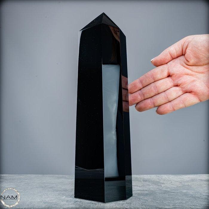 Natuurlijk zwarte obsidiaan Obelisk, Mexico- 1705.55 g, Verzamelen, Mineralen en Fossielen