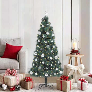vidaXL Kunstmatige Voorverlichte Kerstboom met Ballenset, Verzenden, Nieuw