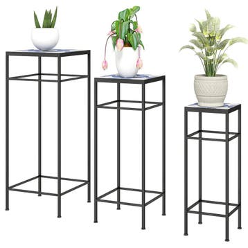 TRUUSK 3-delige Plantenstandaard - 71 cm hoog - Metaal - 3 v, Verzenden
