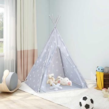vidaXL Kindertipitent met tas 115x115x160 cm polyester grijs, Verzenden, Nieuw