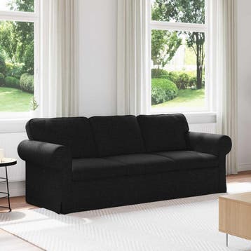 vidaXL Bank Zwart 215 x 82 x 80 cm Stof, Verzenden, Nieuw, Stof, Minder dan 150 cm
