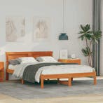 vidaXL Bedframe Wasbruin 120 x 190 cm Massief grenenhout, Huis en Inrichting, Verzenden, Nieuw, Bruin, Hout