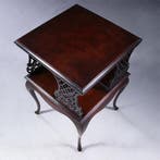 Kleine vierkante boekenmolen laat Victoriaans ca 1890 met aj, Antiek en Kunst, Antiek | Meubels | Tafels, Ophalen of Verzenden