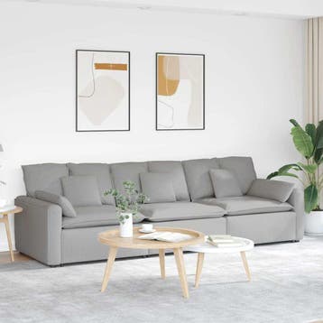 vidaXL Modulaire bank met kussens wolk grijs, Verzenden, Nieuw, Stof