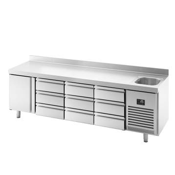 GGM Gastro | Koelwerkbank PREMIUM PLUS - 2452x700mm - inhoud, Verzenden, Nieuw in verpakking, RVS Meubilair