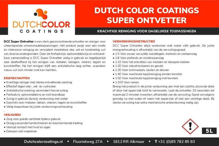 DCC Super Ontvetter 5L, Doe-het-zelf en Verbouw, Verf, Beits en Lak, Verf, Overige kleuren, Nieuw, Verzenden