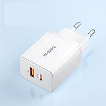 Dual Port Stekkerlader USB/USB-C - 20W PD Muur Oplader, Telecommunicatie, Mobiele telefoons | Telefoon-opladers, Verzenden, Nieuw