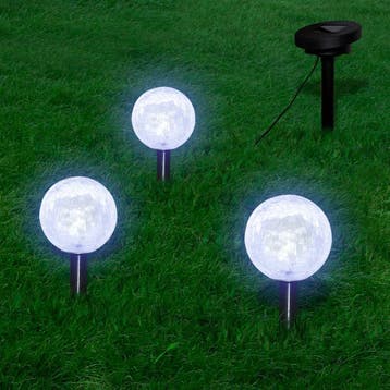 vidaXL Solarbollampen 3 st LED met grondankers en, Tuin en Terras, Verzenden, Nieuw, Glas, Zonne-energie