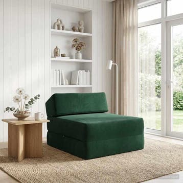 vidaXL Vouwbare Bankbed Donkergroen 60 x 70 x 41 cm Stof, Verzenden, Nieuw, Stof, Minder dan 150 cm