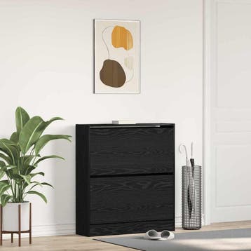 vidaXL Schoenenkast 80 x 21 x 87,5 cm Bewerkt hout Zwart, Huis en Inrichting, Verzenden, Nieuw
