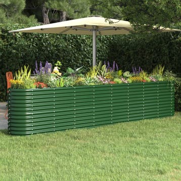 vidaXL Plantenbak 332x40x68 cm gepoedercoat staal groen, 100 cm of meer, Verzenden, Nieuw, Metaal