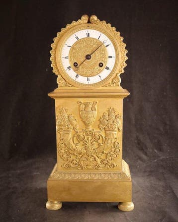 Antieke vuurvergulde - Empire Borné pendule - Brons -