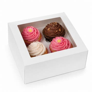 HoM Cupcake Doosje 4 Wit (incl. tray met venster) 2st., Verzenden, Nieuw