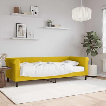 vidaXL Slaapbank met matras 80x200 cm fluweel geel, Eenpersoons, Verzenden, Nieuw, 80 cm