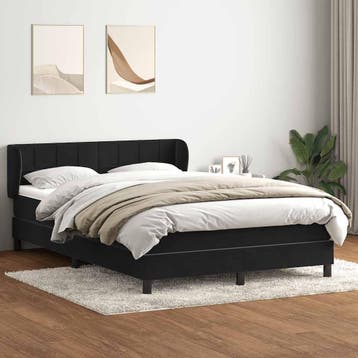 vidaXL Boxspring met matras fluweel zwart 160x210 cm, Verzenden, Zwart, Stof, Nieuw