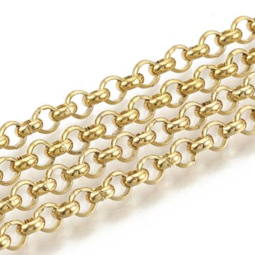 50 cm RVS 304 jasseron ketting 4 x 1,5 mm – IP ion platin., Ophalen of Verzenden, Nieuw, Kraal